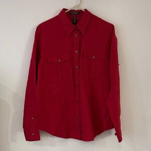 Lauren Ralph Lauren Women's Red Button-Down Shirt